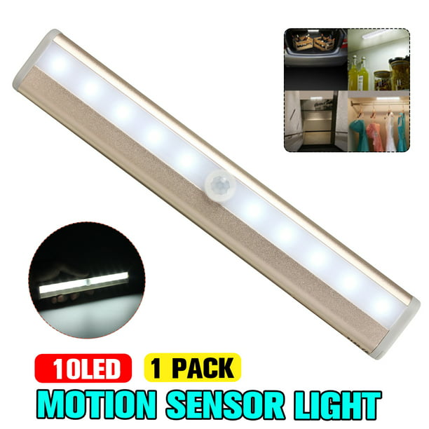10 LED PIR Sensor Motion LED Night Light Battery Operated with Magnetic Strip 